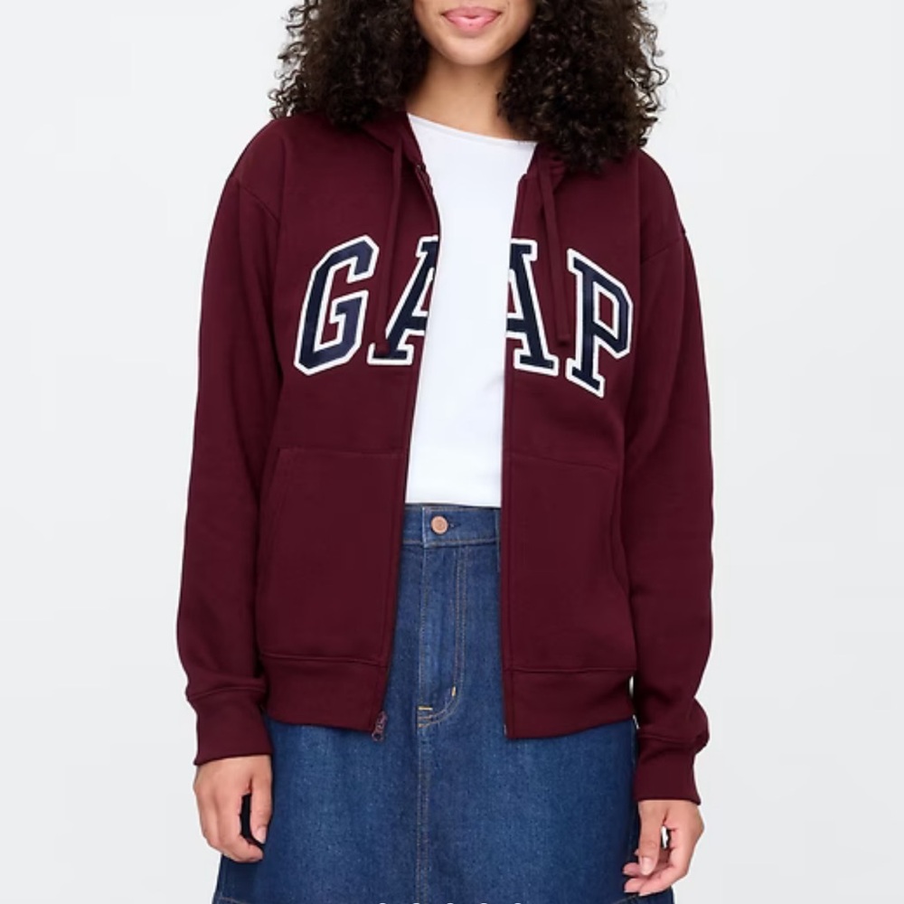 GAP Women's Burgundy Zip-Up Hoodie NWT
